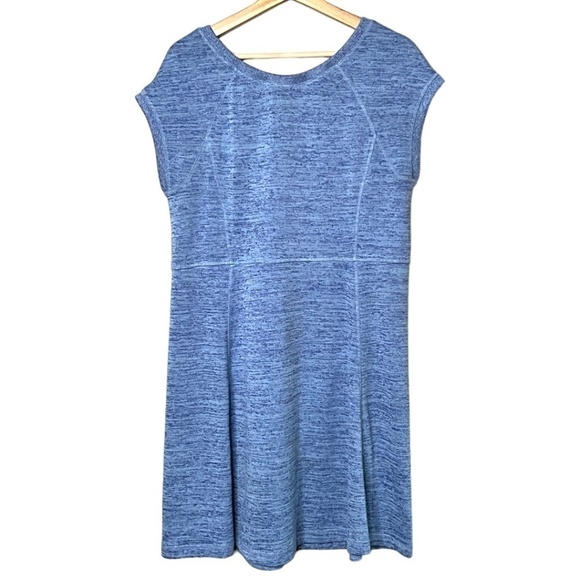 T x TALBOTS Blue Jersey Dress Soft Drape Casual Stretch Knit Marled Blue Sz Lp - Picture 4 of 10